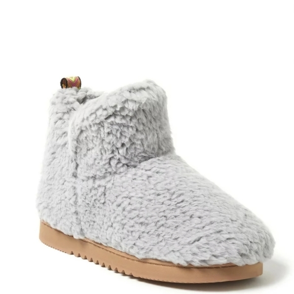 Dearfoams Cozy Comfort Women's Teddy Bootie Slippers - Gray 9/10 - Picture 5 of 6